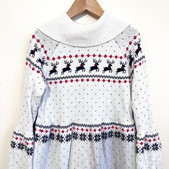 Janie and Jack Reindeer Christmas Girls Sweater Dress Size 7 Nordic Holiday - Picture 3 of 8